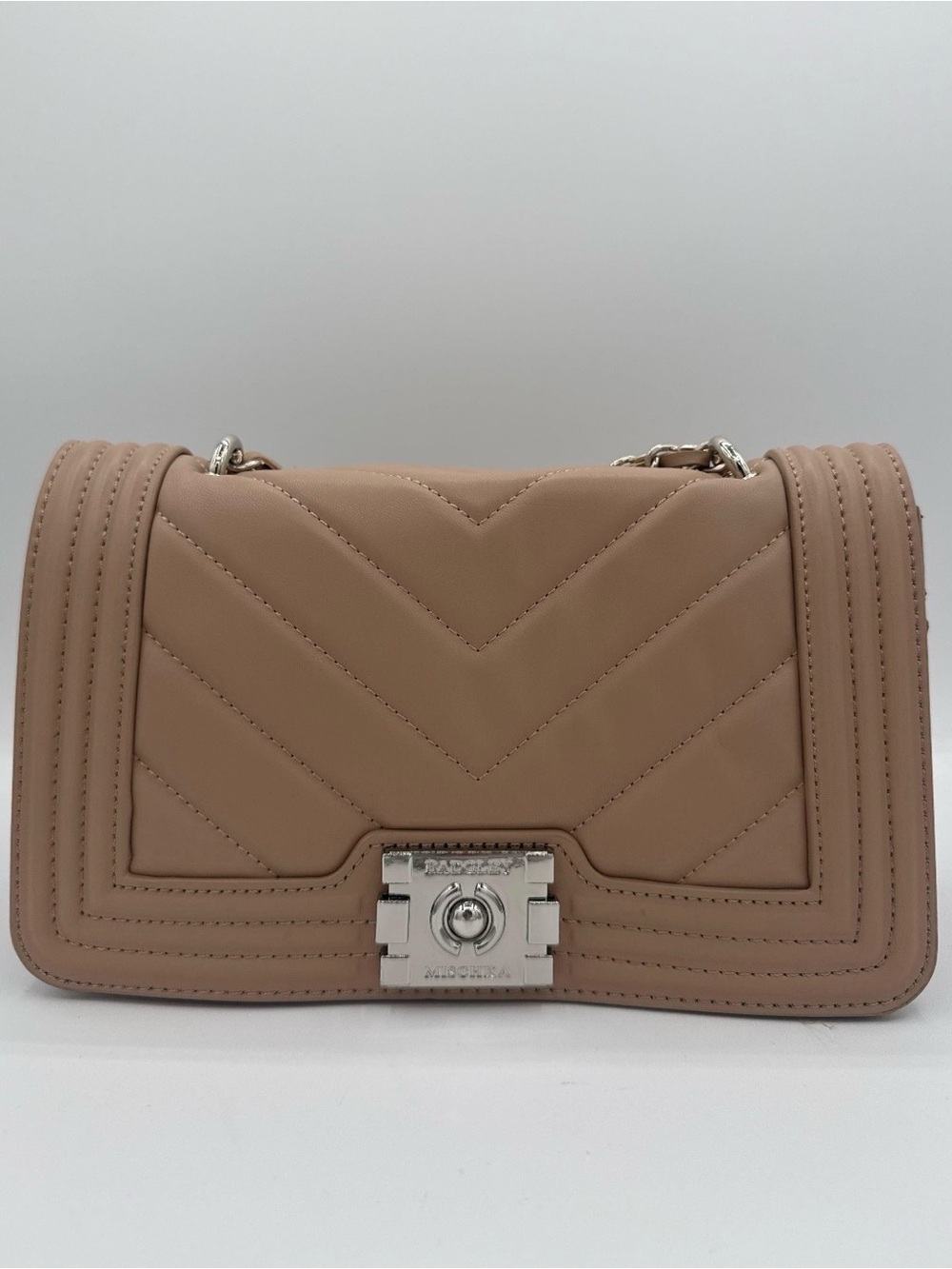 Badgley Mischka Quilted Chevron Crossbody Bag - Beige